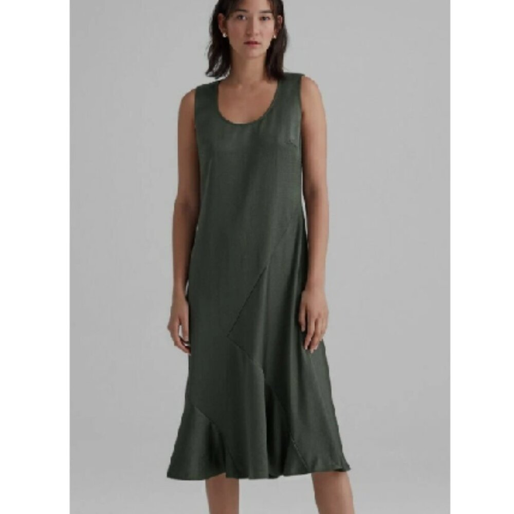 Club Monaco Seamed Bias Dress in Black Olive, Midi, Size 4, NWT
